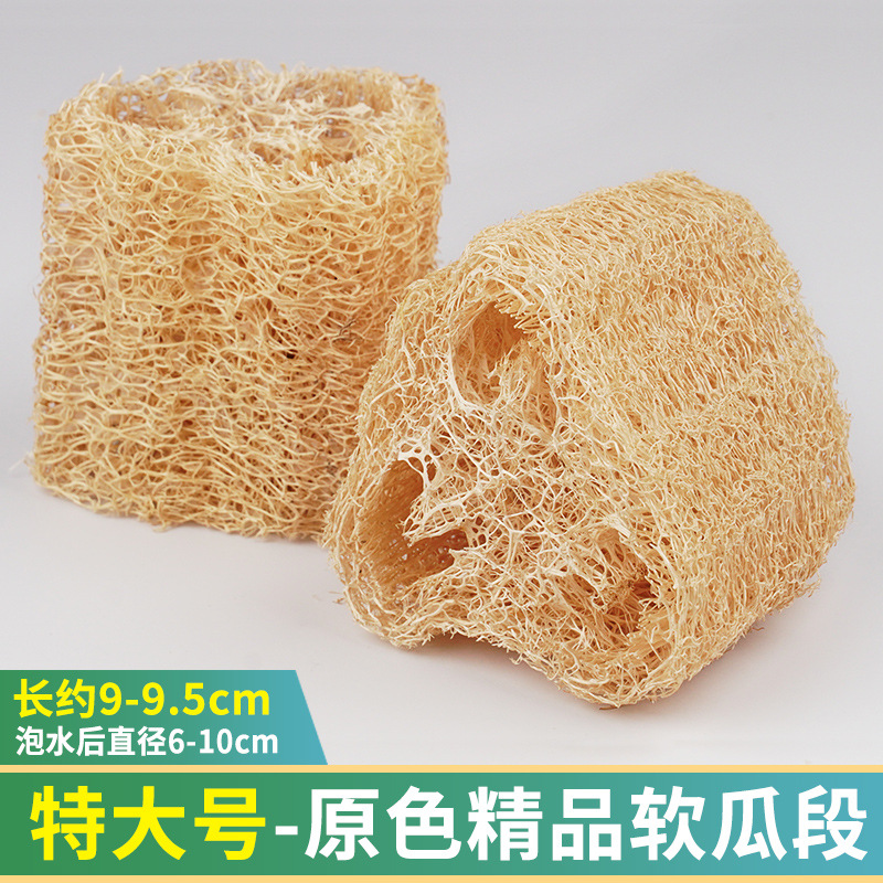 특대형 - 오리지널 컬러 고급 소프트 멜론 - 수세미 세그먼트 (길이 약 9-9.5cm, 물에 담근 후 직경 6-10cm)