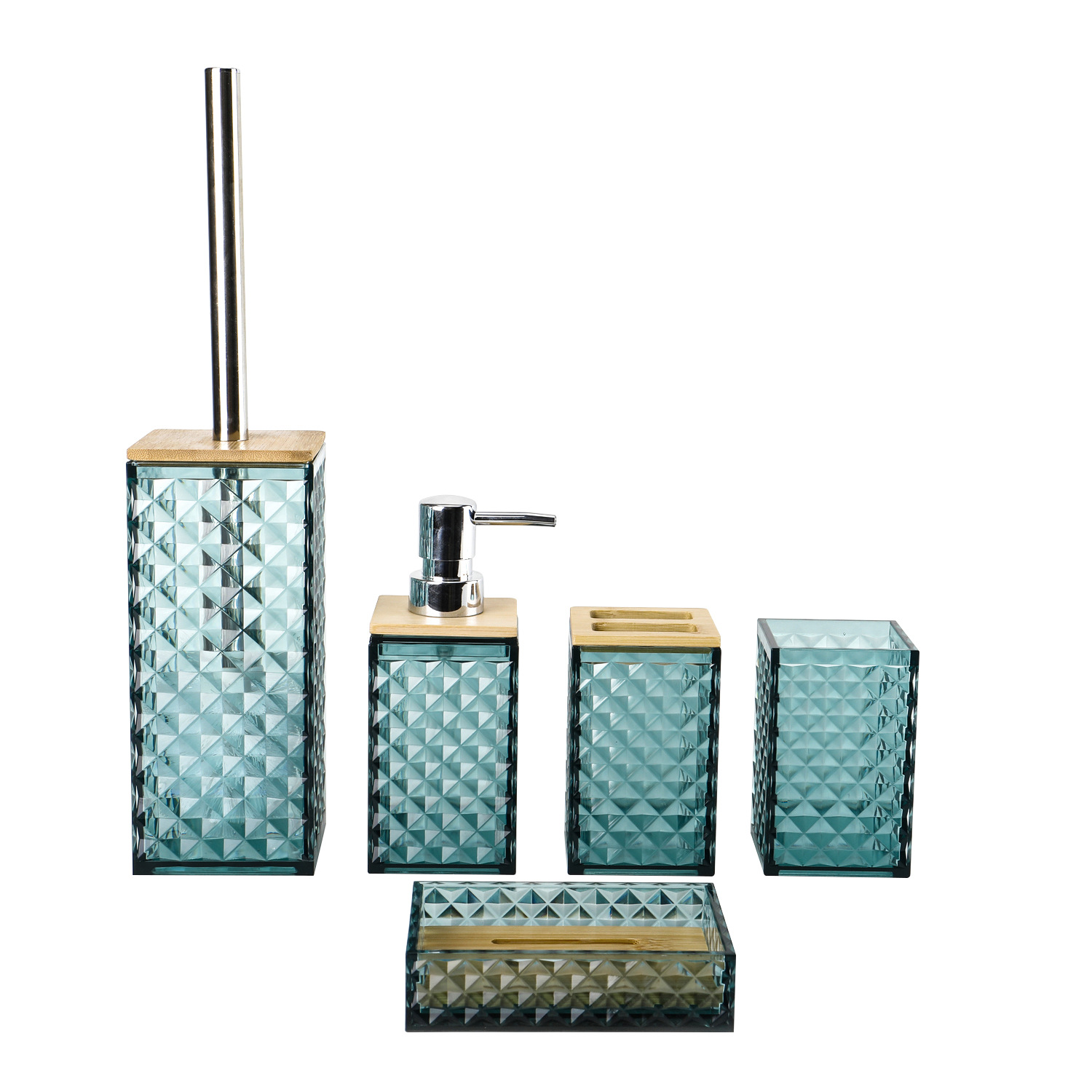 5002-5 Set de cinco piezas con cubierta de bambú - Morandi Blue