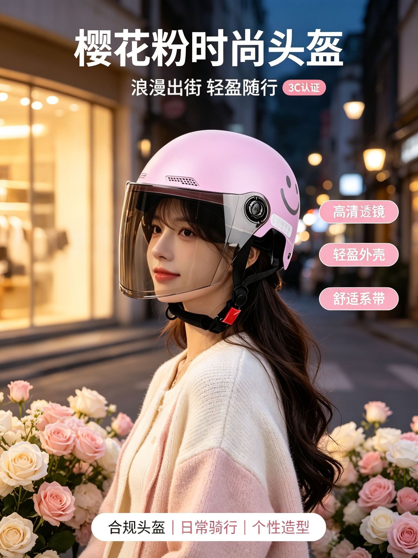 New national standard 3C electric vehicle helmet, motorcycle summer half helmet, smiley face design, unisex, suitable for commuting, and provides safety for electric scooters
