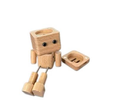 Fun and Creative Wooden Car Decoration with Shaking Legs, High Aesthetic Value, Aromatherapy, and Head-Shaking Feature (Car ornaments) - cologne-covered-log-robot