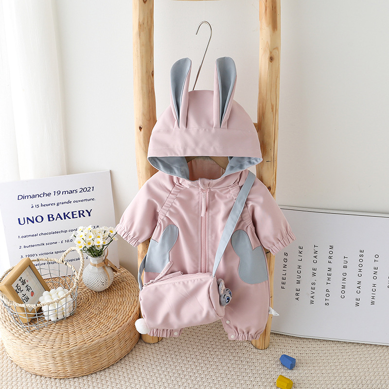 Baby clothes Spring outfit for infants and toddlers Super cute one-piece suit Baby outdoor wear Spring and Autumn cartoon long-sleeved jacket crawling suit