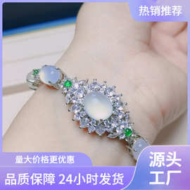 批发新中式白月光荔枝冻玉髓宝石手链白玉髓玛瑙玉石手链直播货源