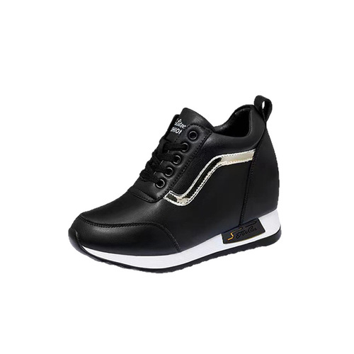 Women's Heel Lift Sports Shoes 2025 Korean Version Thick Sole White Shoes Breathable and Comfortable