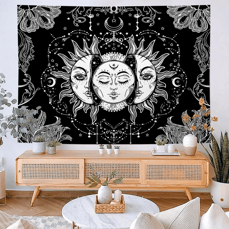 Taroman Wanddekoration Tapete Malerei Hintergrund Tuch Wandteppich im nordischen Stil Schlafzimmer Hintergrund Tuch Sonne_voghion.com