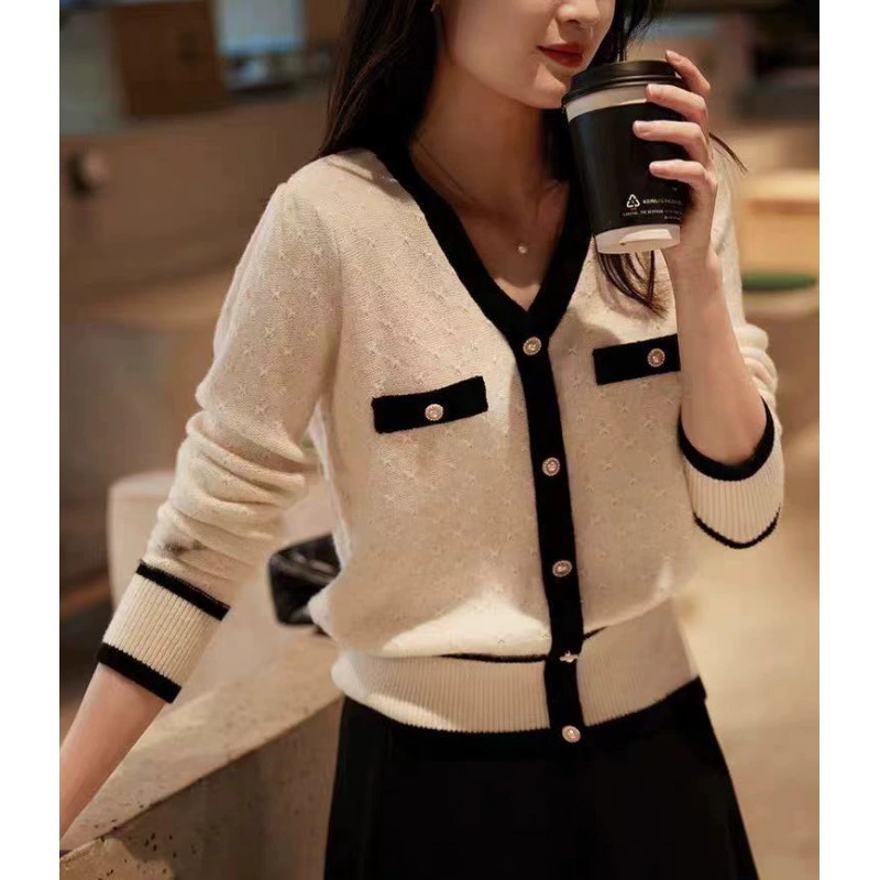 Hanxiao Hange модная маленькая ароматная текстура анти глаз жаккардовый шерстяной кашемировый трикотаж топ ZWN666107AG