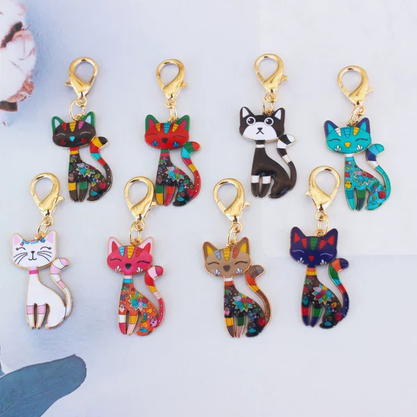 Cross-border Explosions Bright Face Alloy Fox Cat Pendant Keychain Bag Pendant U Disk Pendant Ladies Keychain
