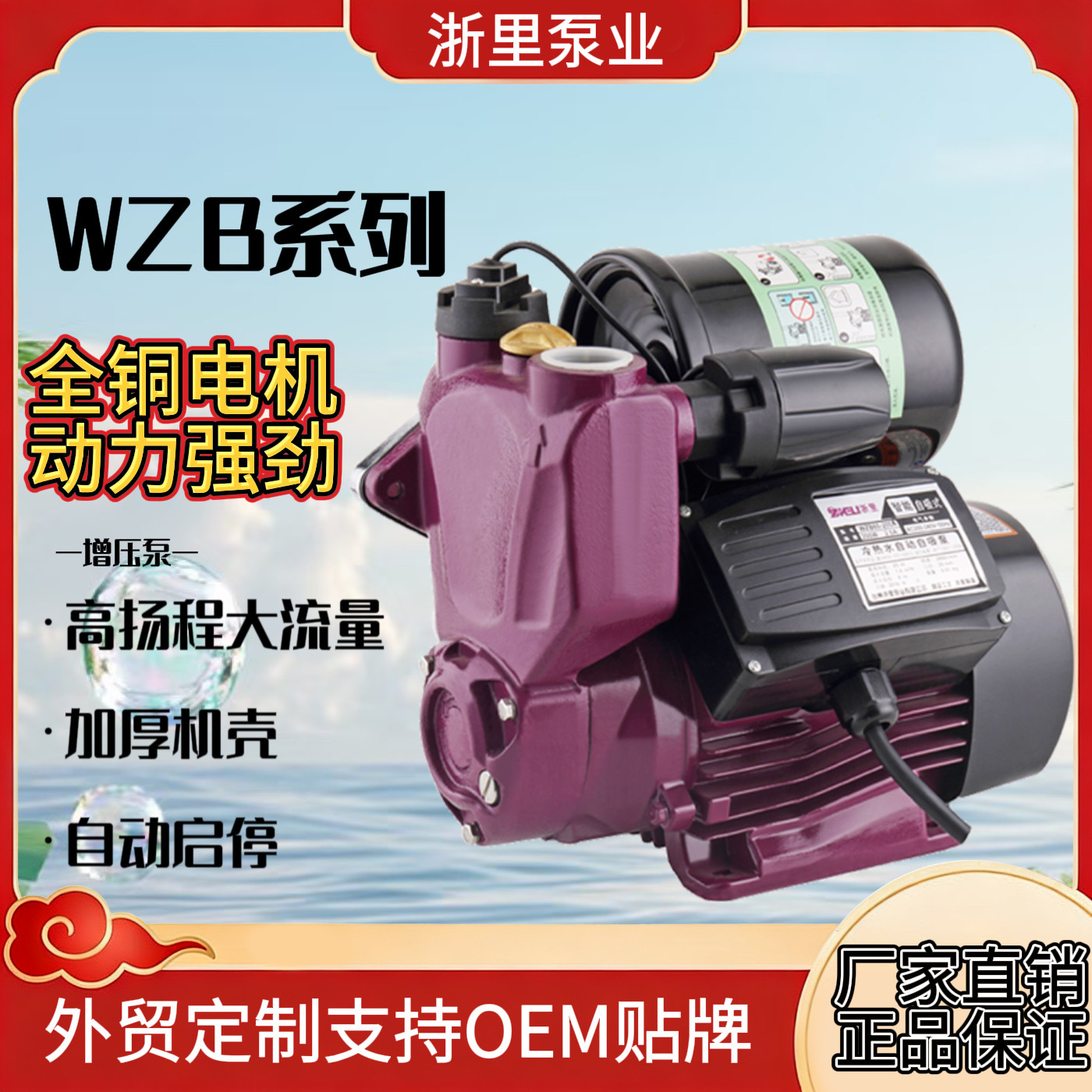 浙里小型自吸泵花园灌溉水泵家庭智能全自动电动增压抽水泵供水泵