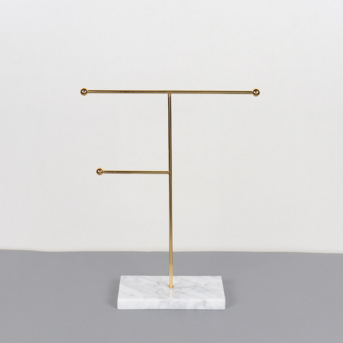 ins Nordic modern minimalist electroplated gold marble seat home decoration soft cosmetics jewelry hanger