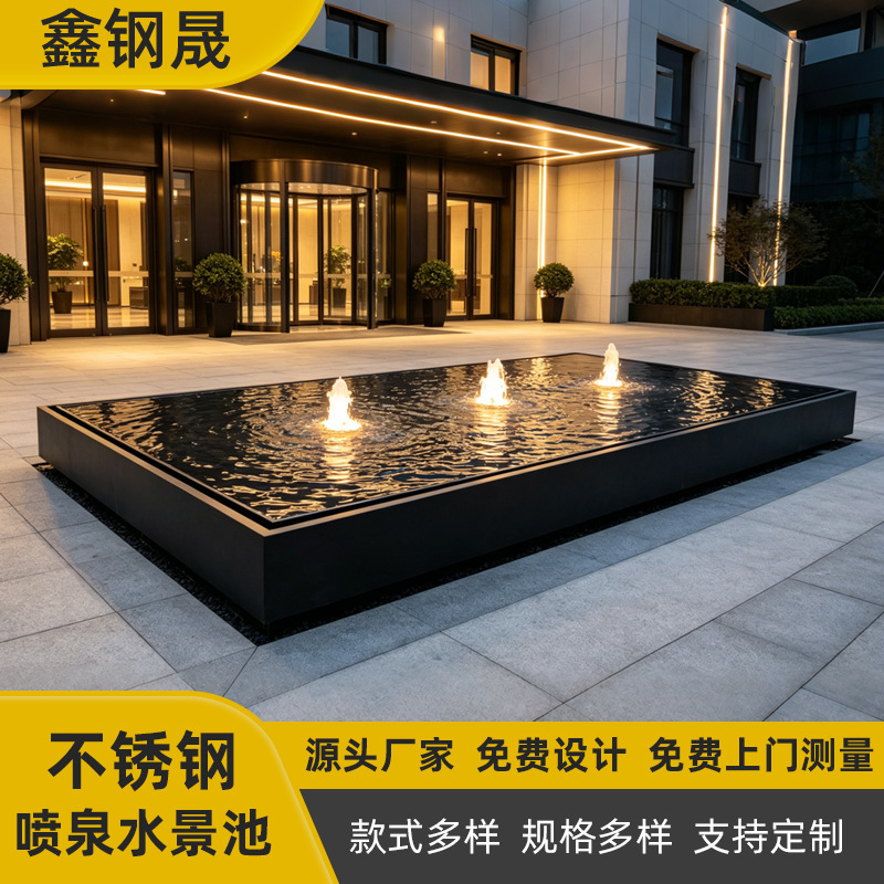 Stainless steel flowing water fountain ornament, finished waterfall water bowl, outdoor courtyard club custom-made water feature landscape Stainless steel flowing water fountain ornament, finished waterfall water bowl, outdoor courtyard club custom-made water feature landscape
