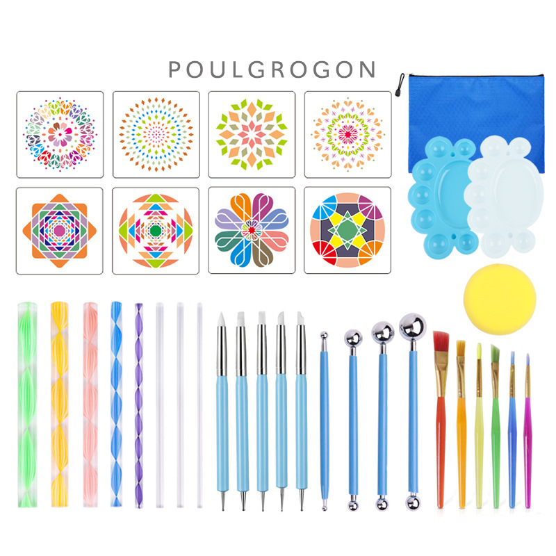 Juego de Herramientas de Pintura Mandala de Plástico y Acrílico, DIY para Pintar a Mano