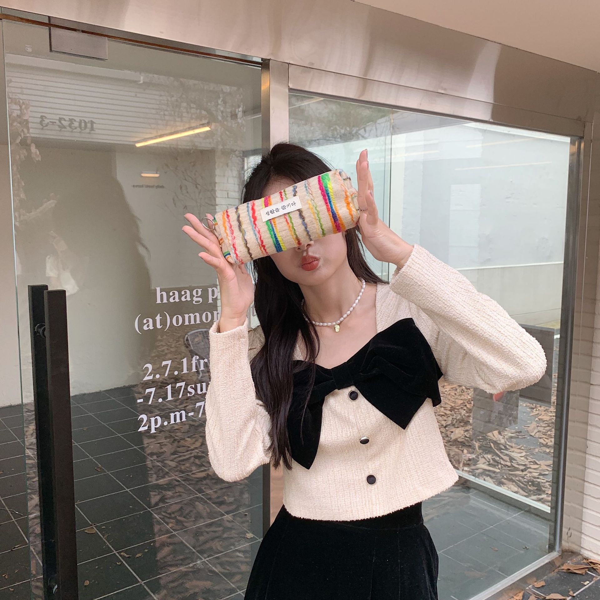 28131 InS-style color-blocking makeup bag, storage and organization bag for miscellaneous items, cute and easy to hold together, ladies' pocket money bag undefined