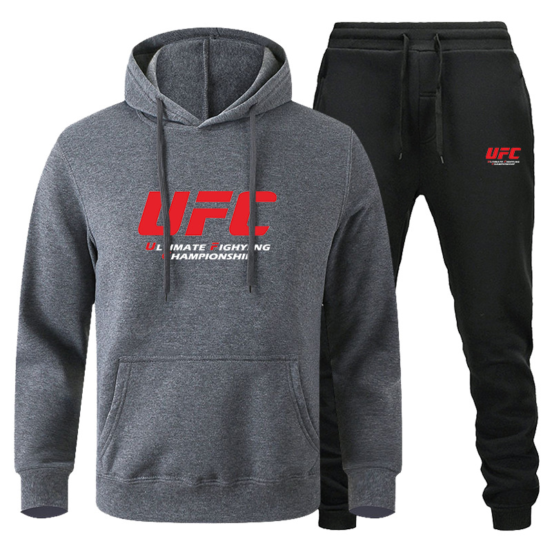 Traje de suéter de hombre transfronterizo de amazon otoño e invierno sudadera con capucha de lana roja UFC comercio exterior ocio traje deportivo