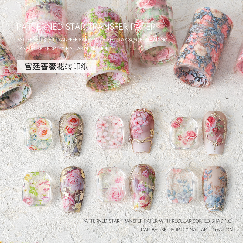 Nail Art Transfer Sticker Star Paper Xizang Flower Laser Flower Printing Pattern Star Paper Nail Art Jewelry Retro Style Nail Art Transfer Sticker Star Paper Xizang Flower Laser Flower Printing Pattern Star Paper Nail Art Jewelry Retro Style