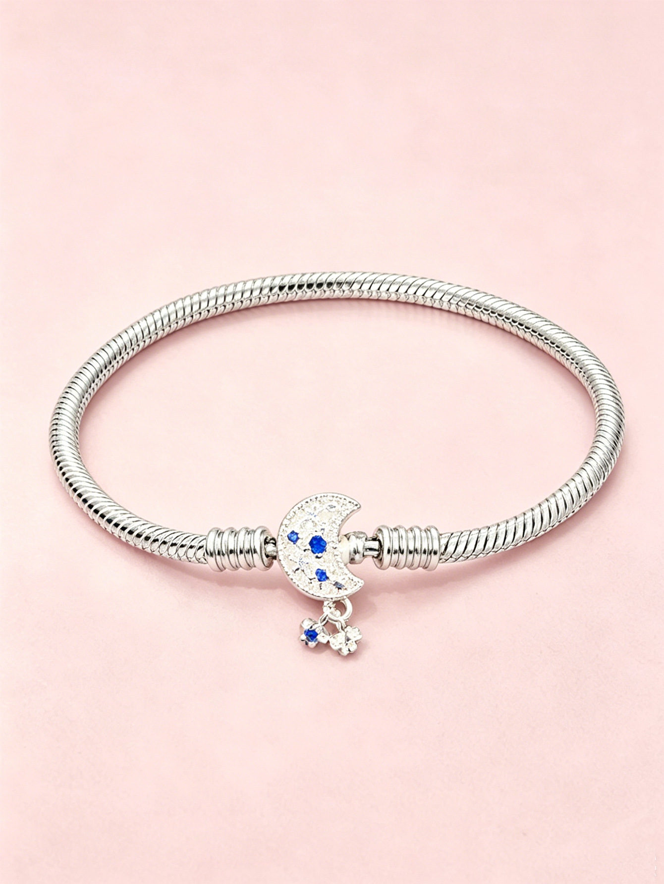 Panjia pulsera desmontable bronce simple pulsera plateada de piedra amor copo de nieve cuatro hojas joyas de la luna