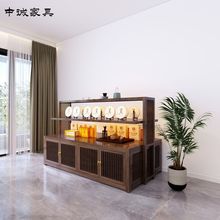 新中式实木茶叶货架茶饼柜精品展柜陈列柜双面货柜中岛柜简约现代