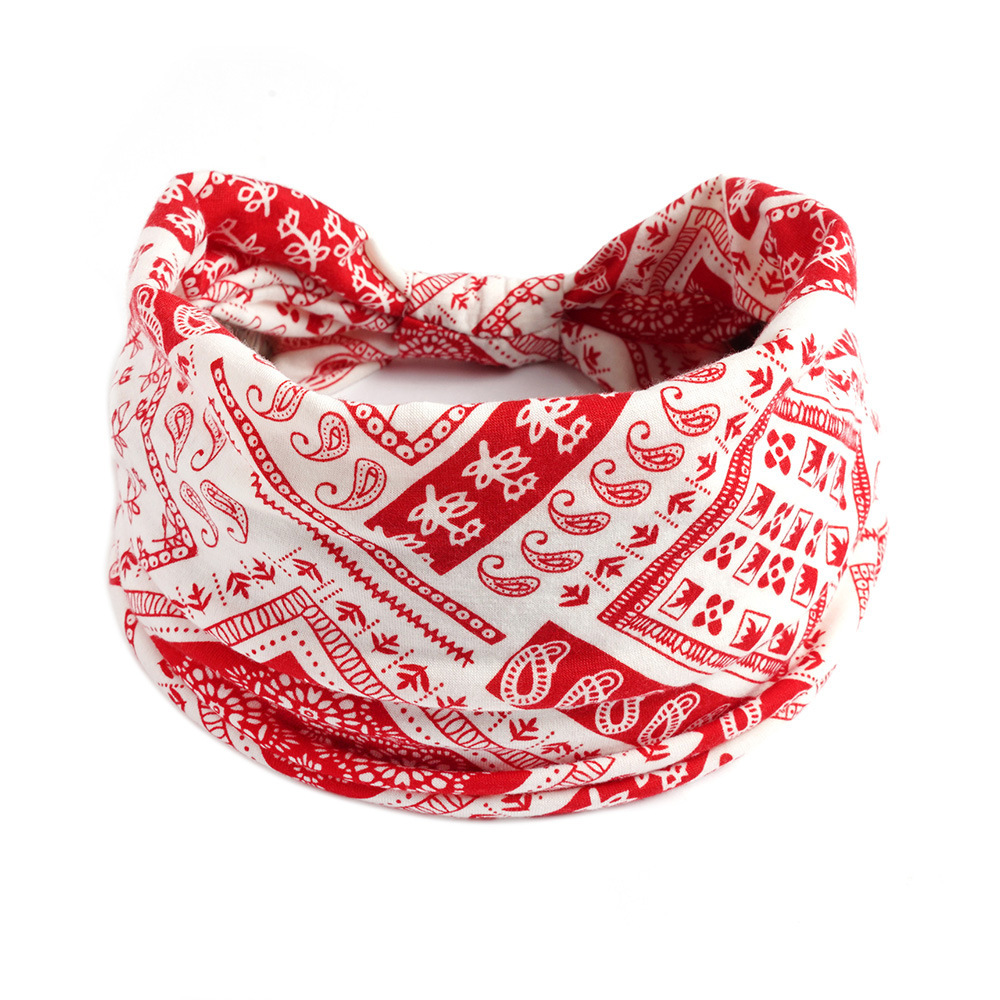 Europa y América nueva impresión elástica deportiva correa de cabello damas banda ancha correa de cabello turbante retrógrado joyas para el cabello de yoga