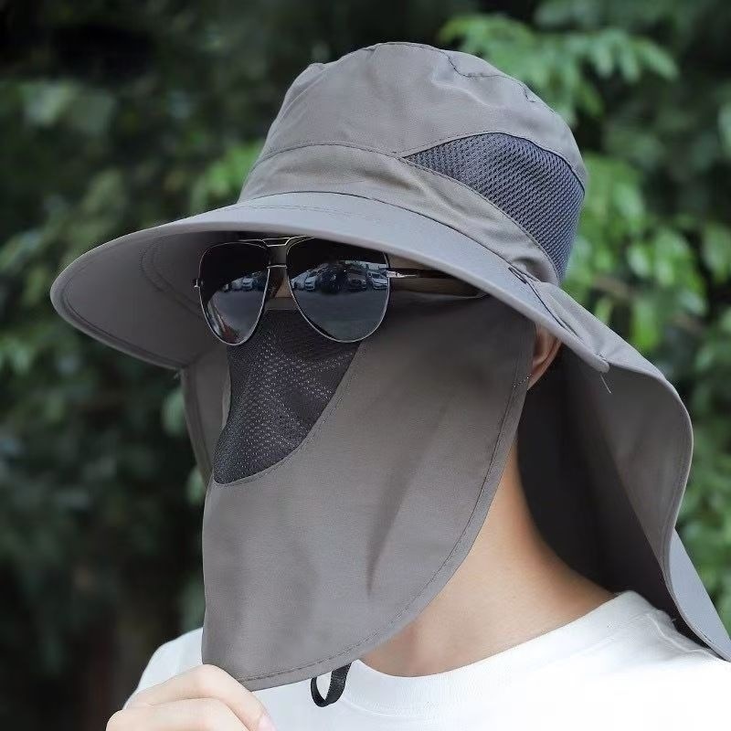 Summer Fisherman Hat, Sun Protection Hat, Men's Outdoor Hiking Hat, Fishing Hat, Face Covering, Neck Protection, Integrated Hat, Large Brim Sun Hat