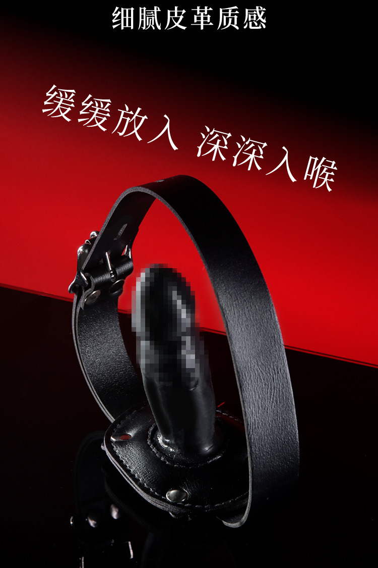 Silicone Mouth Plug with Detachable Ball, Leather Straps and Alloy Hardware, Black — detail image 2
