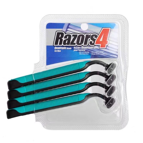 Women's manual shaver private part shaver armpit hair leg hair three-layer stainless steel blade hair removal knife 4 pack