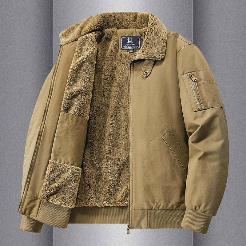 Осенняя и зимняя мужская шерстяная вата утолщенные теплые свободные лацканы, хлопчатобумажная куртка повседневная баранина