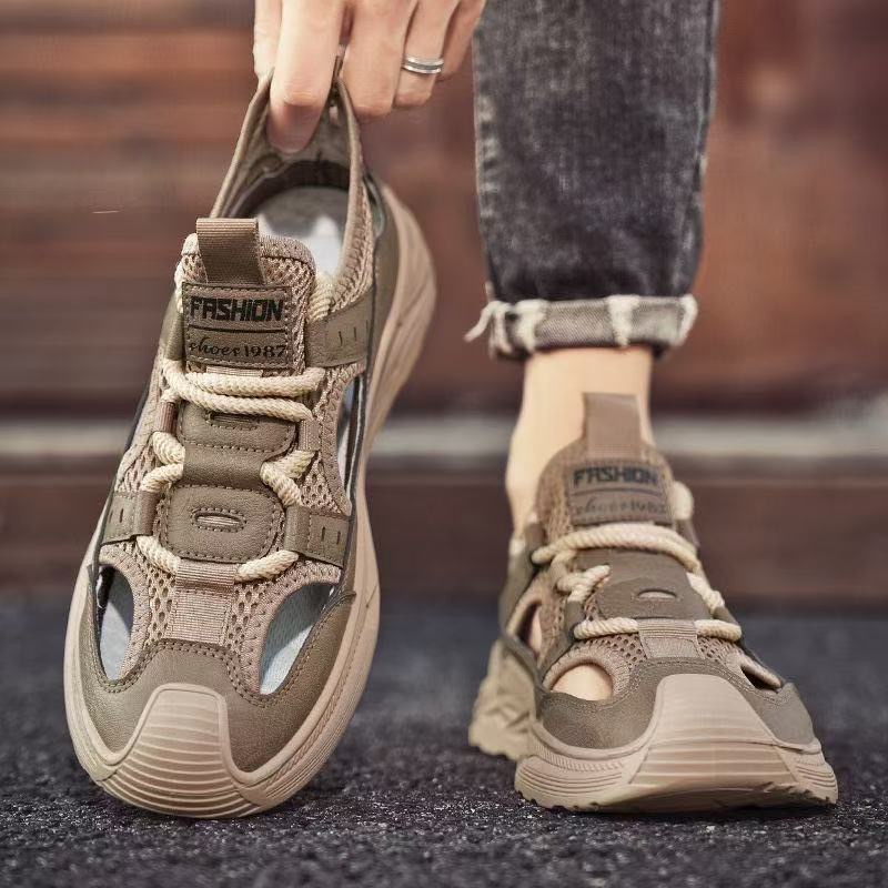 Sandalias de hombre antideslizantes, zapatos de playa casuales de verano, zapatos de hombre cómodos, ligeros y transpirables, zapatos deportivos de un solo pie.