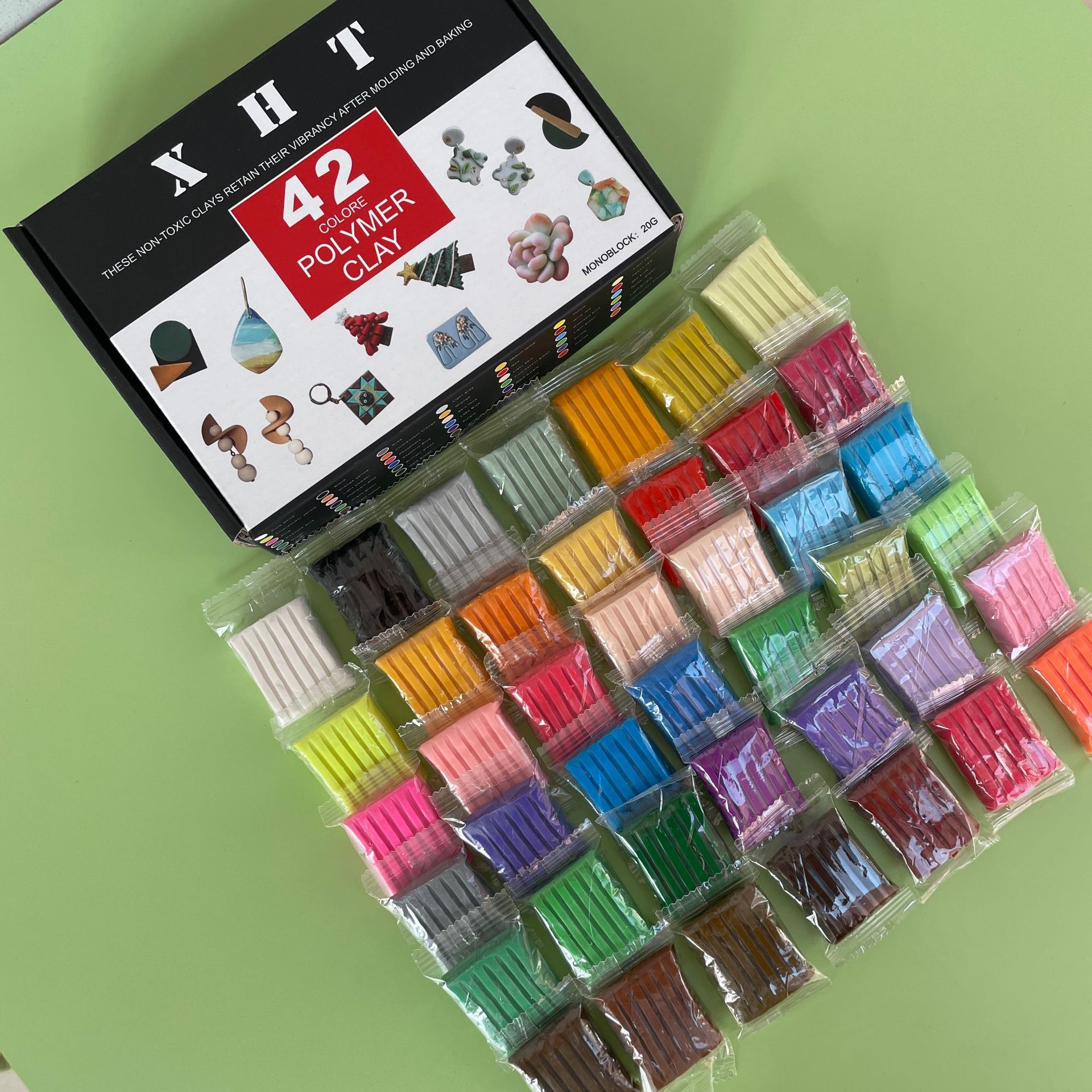 Xiaohongtang 42-color set colored clay cartoon box soft clay clay shaping handmade materials cross-border baking and shaping colored clay