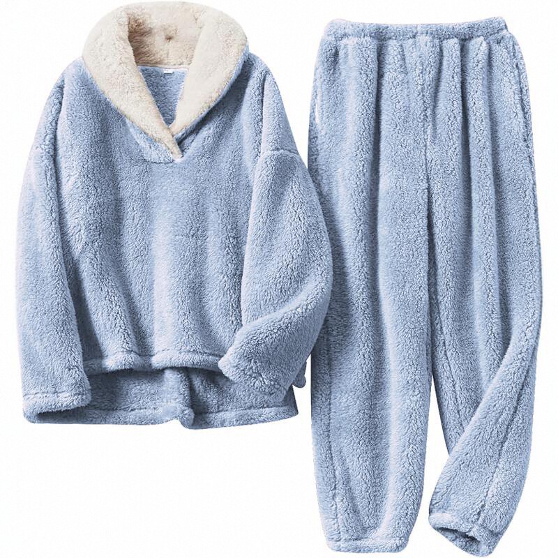 Vinter Nya Plyschpyjamas Dam Julmode Hemkläder_voghion.com