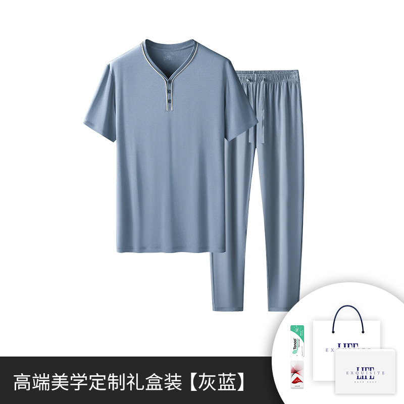 [Pocas cosas buenas] 80 ropa de hogar modal de doble cara para hombres de primavera y verano se pueden usar trajes de pantalones de manga corta