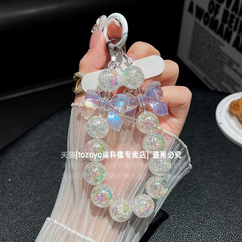 Cuentas de burbujas parpadeantes finas cadenas de teléfonos móviles cuentas hechas a mano arco de cuentas pulsera colgante pulsera pulsera colgante de cadena de mano nuevo image 7