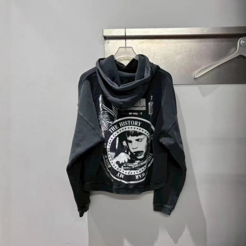erd忧郁的富二代25ss战争角色水洗做旧连帽卫衣美潮宽松休闲帽衫|undefined
