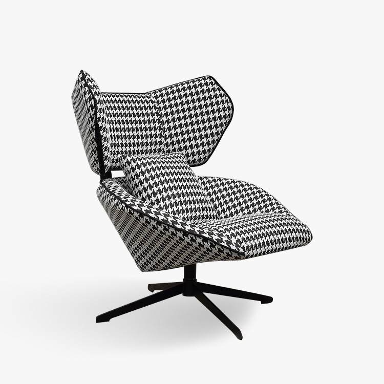 極簡千鳥格旋轉休閒單椅客廳大小戶型高靠背網紅陽台書房休閒單椅