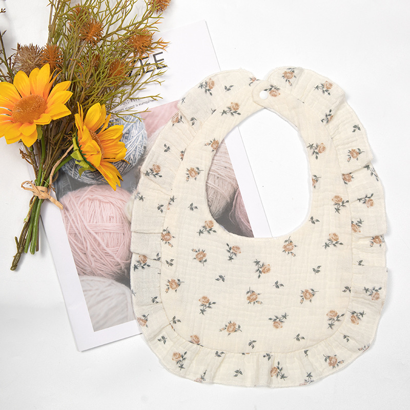 Toalla de saliva para bebé Verano A antibacteriano y agradable para la piel 40 piezas de gasa de algodón puro babero de encaje en forma de U para hombres y mujeres babero para bebés