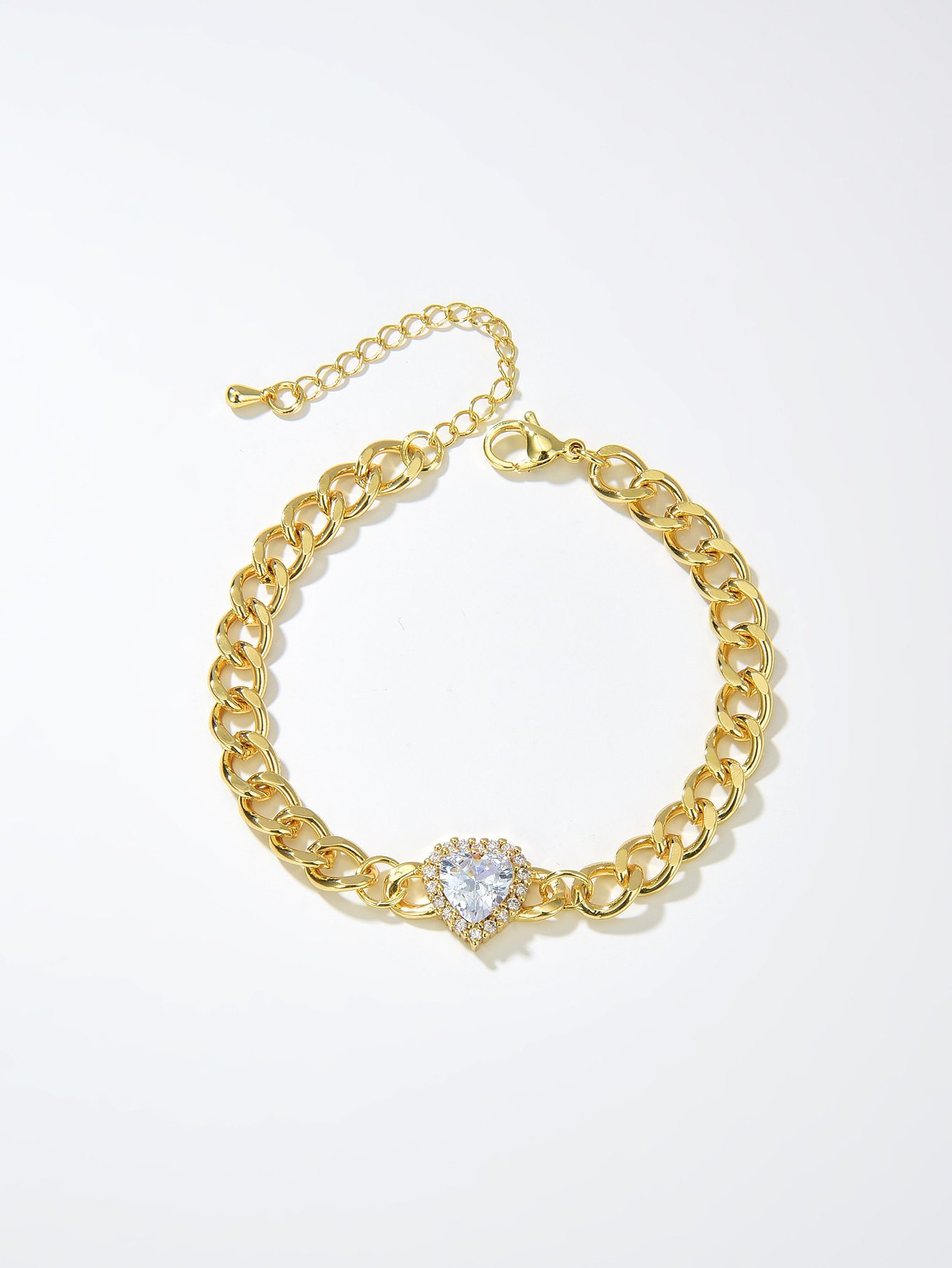 Fashion Heart Shape Copper Bracelets Gold Plated Zircon Copper Bracelets