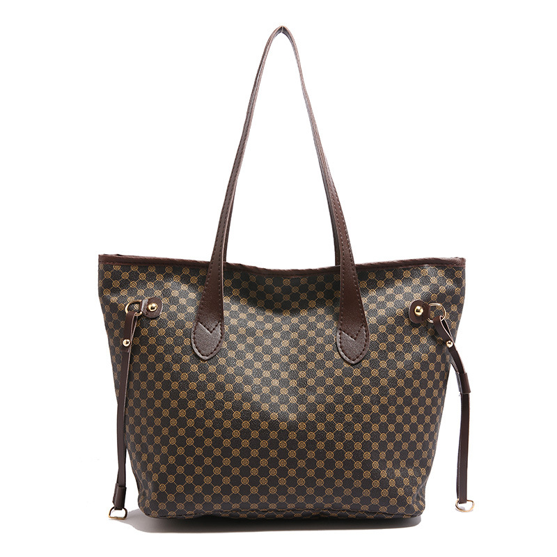 Bolso retro Tote 2024 nuevo bolso impreso bolso de mamá de gran capacidad bolso de hombro con costuras de color en contraste bolso de mujer