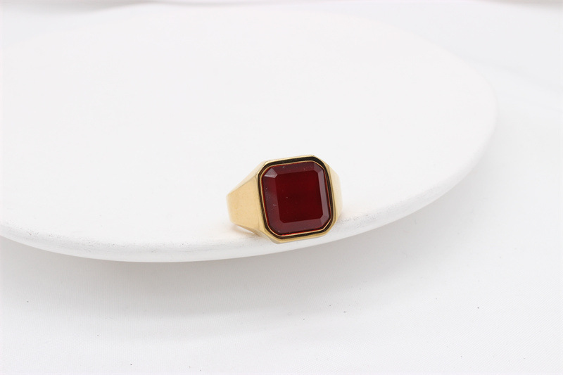 21g Weight Artificial Gemstones Inlay Material Rings Classification 1 Piece Quantity Holiday, Banquet Occasion Titanium Steel Material Square Pattern Men's Gender Inlay Design Simple Style Style Simple Style Square Titanium Steel Inlay Artificial Gemstones Men's Rings 13