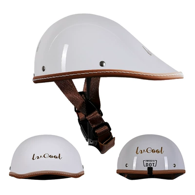 Half Helmet Men's Motorcycle Helmet Summer Electric Vehicle Safety Helmet Motorcycle Helmet Beret Breathable Lightweight Riding Helmet (Motosiklet kaskı (dəbilqə)) - beret-bright-white-m