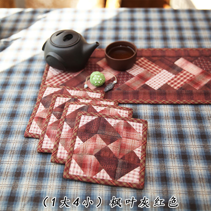 Primer paño teñido estera de té hecho a mano DIY patchwork corredor de mesa bordado Lu bordado estera de la placa de té Zen camino de mesa té arte de la vendimia toalla de té