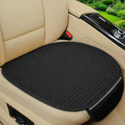 New Universal Linen Car Seat Cushion, Breathable Cotton-Linen Anti-Slip Seat Cover for All Seasons, Simple Design (Seat cushion, seat cover) - lnh-small-brick-mystic-black-front-row-single-panel