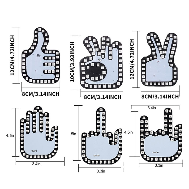 Luz de dedo del coche transfronteriza Luz de gesto luz de advertencia multifunción del coche luz trasera anticolisión Luz De Palma interactiva
