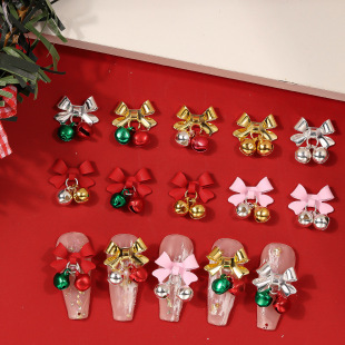 Cross-border New Christmas Bell Nail Art Jewelry Gold and Silver Color Internet Red Butterfly Pendant Nail Art Pendant Nail Decoration