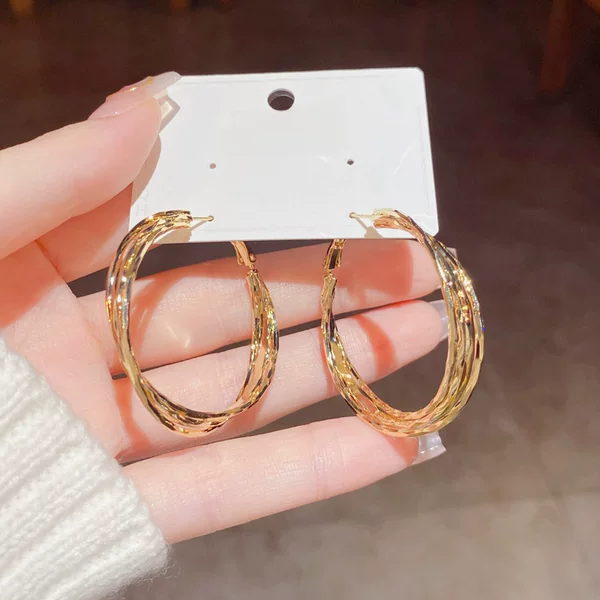 European and American Cross-Border Fashion Minimalist Metal Twisted Hoop Earrings, Light Luxury, Stylish, Cool Style, High-Quality Earrings Wholesale