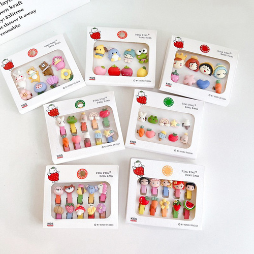 New Korean style colorful cute ice cream bunny clip children's three-dimensional cartoon hair band hair clip set