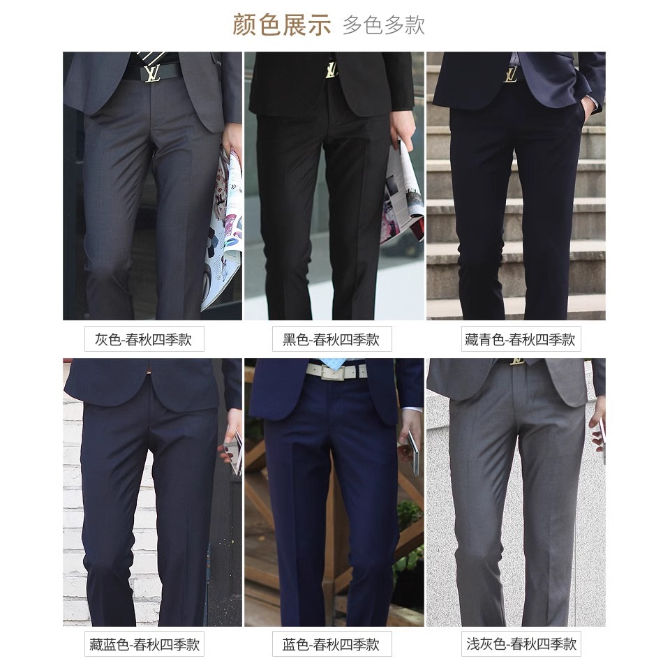 Cross-border leisure high elastic non-ironing anti-wrinkle men's business casual pants loose spring and autumn straight trousers wholesale