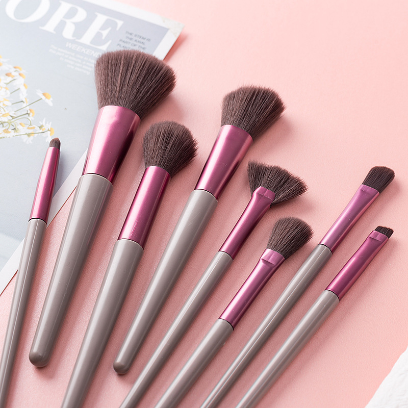 Nuevo ocho cerezas conjunto de maquillaje cepillo de polvo suelto cepillo de sombra de ojos cepillo de cejas Fundación Blush corrector conjunto cepillo de maquillaje