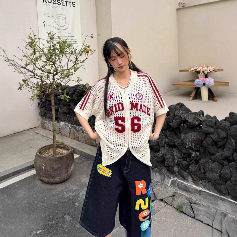 Amoeba American-Style Trendy Jersey-Style Knitted Hollow-Out Breathable Summer Short-Sleeve Zip-Up Cardigan Vacation-Style Cover-Up Trendy Amoeba American-Style Trendy Jersey-Style Knitted Hollow-Out Breathable Summer Short-Sleeve Zip-Up Cardigan Vacation-Style Cover-Up Trendy