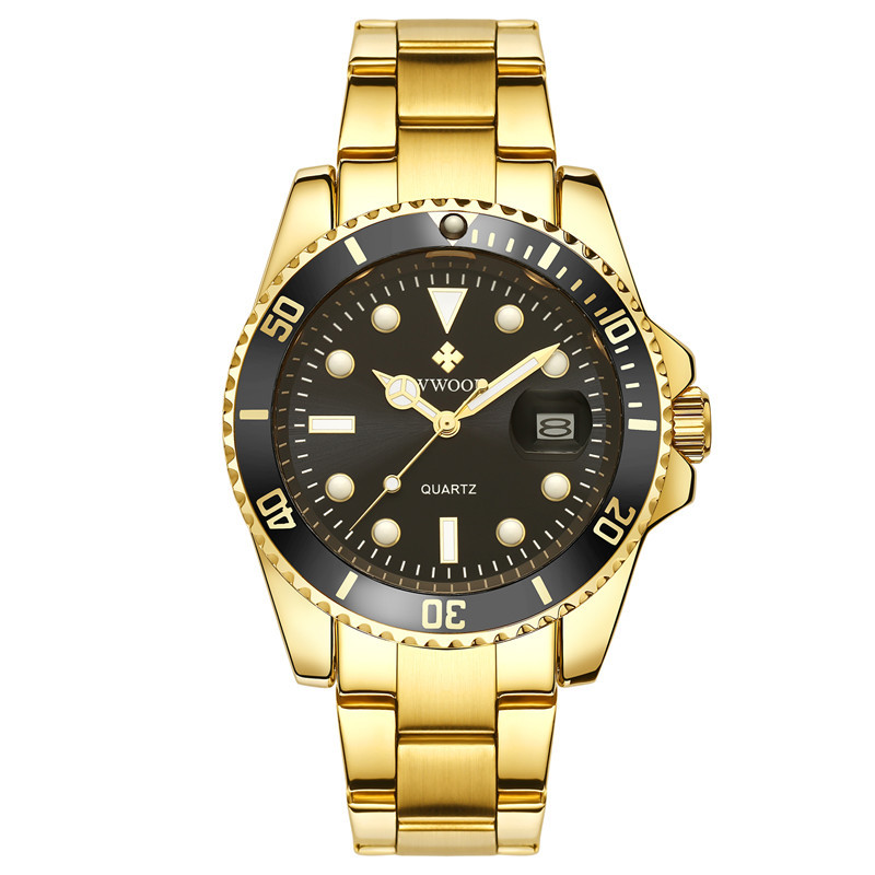 Wwoor/Hold amor 8878 nuevo simple elegante movimiento de cuarzo moda Correa acero reloj calendario los hombres