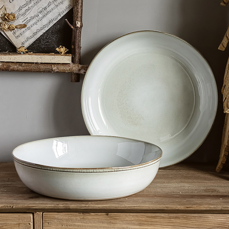 Simple estilo retro vajilla de cerámica hogar creativo sopa de fideos tazón de fideos instantáneos resistente al calor resistente a altas temperaturas Cocina hogar buena materia