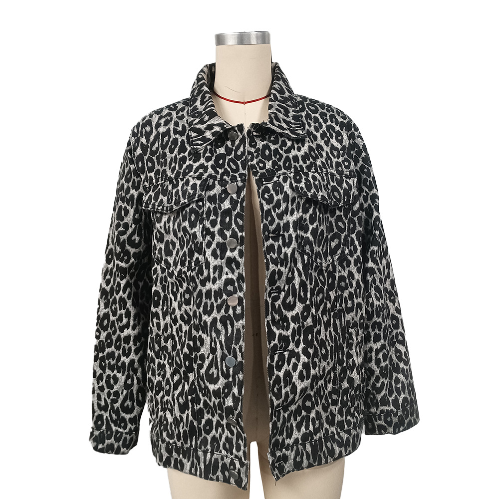Holiday Occasion Women's Streetwear Leopard Single Breasted Coat Casual Jacket