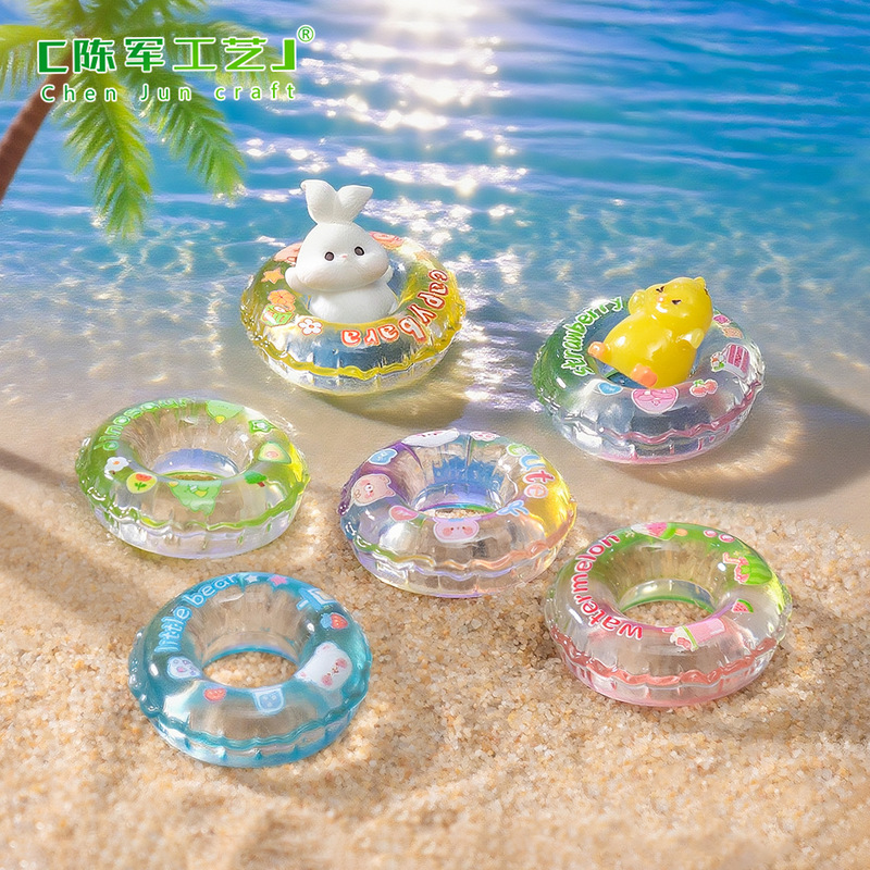 Micro-Landscape Creative Luminous Cute Swimming Ring Beach Landscaping DIY Decorative Accessories Mini Ecological Bottle Small Ornaments