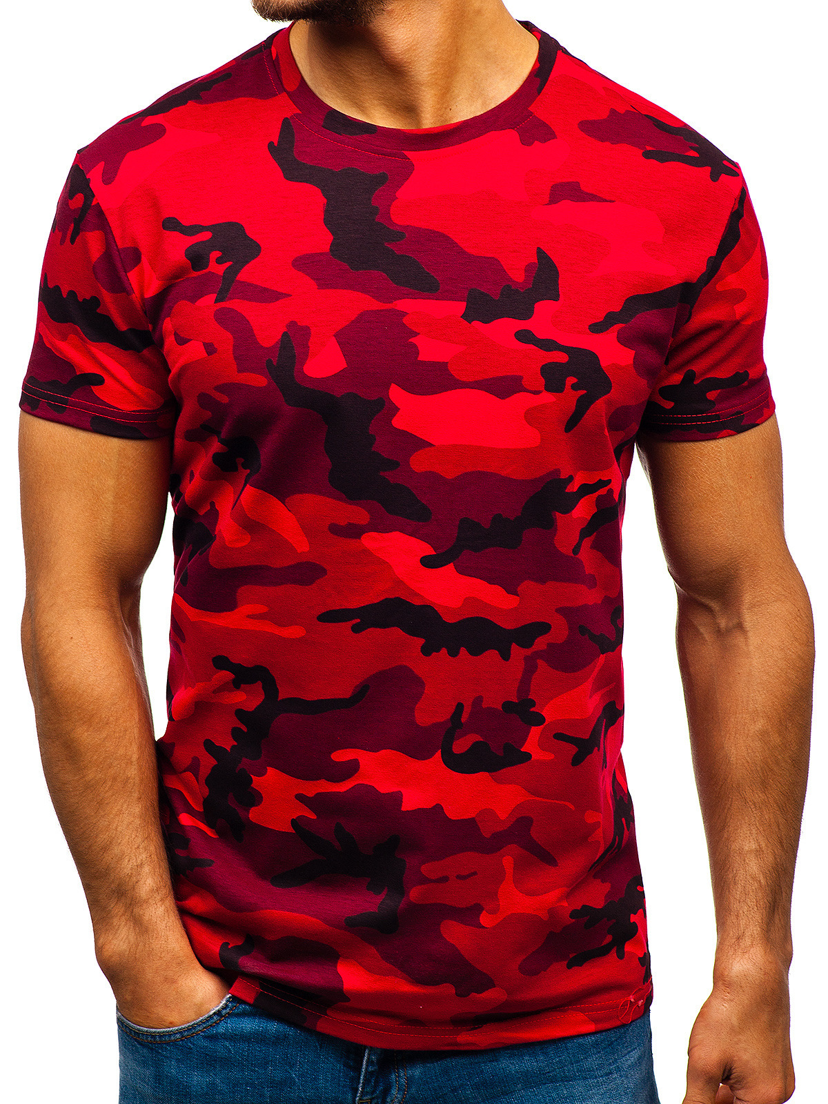 Summer men's short sleeved T-shirt digital printed camouflage round neck casual short sleeved T-shirt_voghion.com
